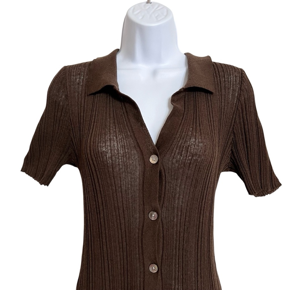 Revolve LSpace Undertow Dress Womens L Expresso Brown Stretch Ribbed Knit Maxi - Picture 3 of 11